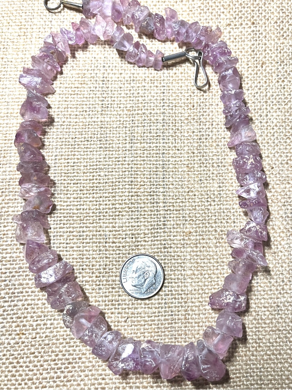 Natural Amethyst 18 In Necklace Healing Crystal Stones Quartz Unpolished Chips